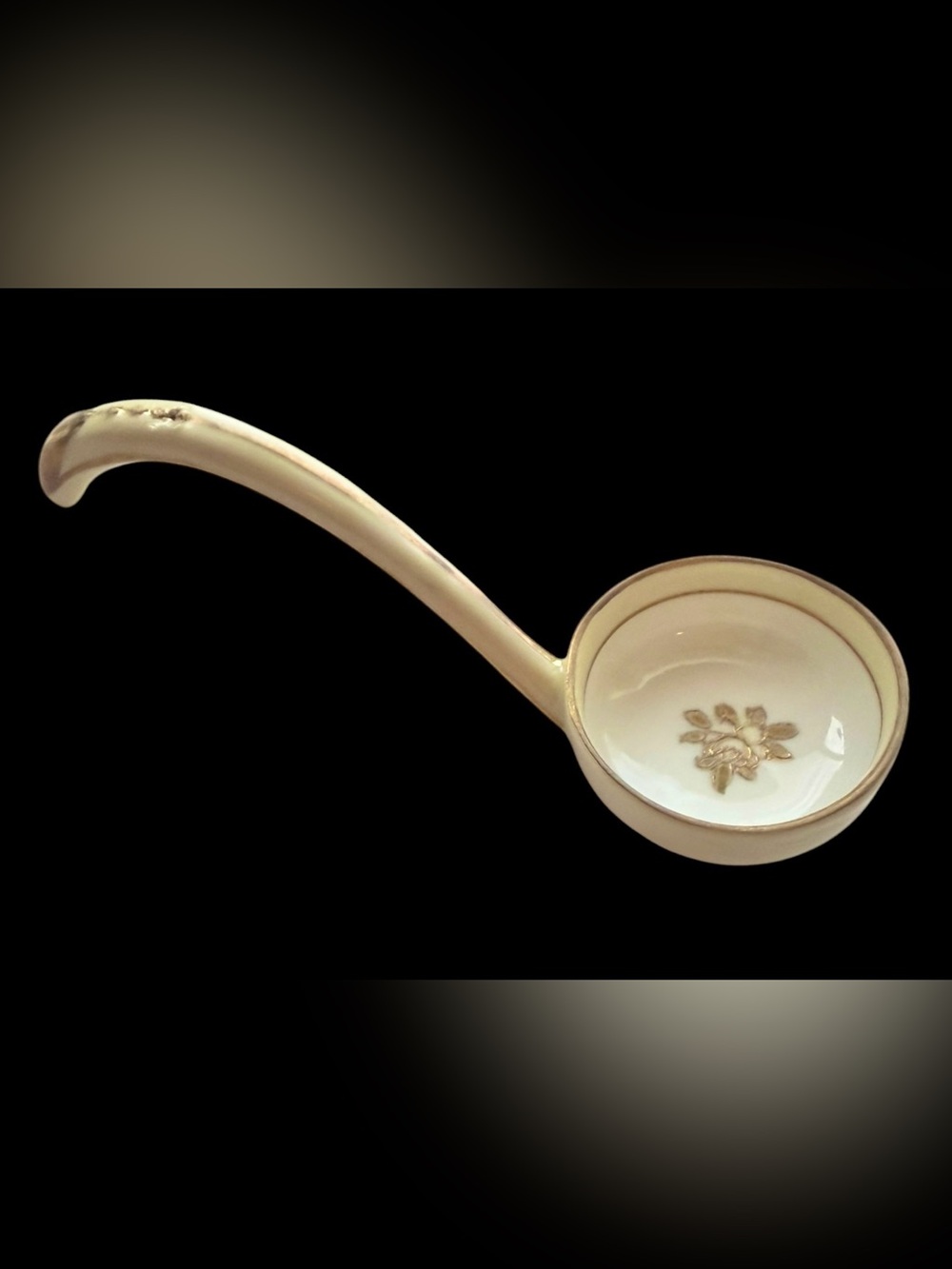 Antique Noritake Porcelain Sauce Gold Floral Ladle
